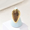 Teardrop Natural Tiger Eye Finger Rings RJEW-Q007-07G-1