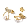 Bowknot Brass Micro Pave Clear Cubic Zirconia Stud Earrings EJEW-A110-06G-3