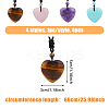 4Pcs 4 Style Heart Natural & Synthetic Mixed Gemstone Pendant Necklace with Nylon Cords NJEW-FI0001-50-10