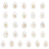 26Pcs 26 Styles Natural Shell Teardrop Charms with Golden Tone Metal Letter Slices SHEL-SC0001-93-1