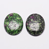 Oval Natural Sesame Jasper/Kiwi Jasper Cabochons G-K020-18x13mm-09-1-1