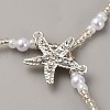 Bohemian Alloy Starfish Charm Glass Seed Beads and Plastic Imitation Pearl Beaded Toe Ring Stretch Anklets for Women AJEW-WH0270-834B-2