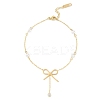 Ion Plating(IP) 304 Stainless Steel Bowkont Charm Bracelets for Women BJEW-K254-15G-1