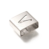 Letter Style 304 Stainless Steel Square Slide Charms STAS-L132-14V-2