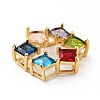 Rack Plating Brass Micro Pave Colorful Cubic Zirconia Slide Charms ZIRC-F129-51G-3