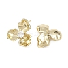 Flower Brass Micro Pave Clear Cubic Zirconia Stud Earring Findings KK-F921-03G-2
