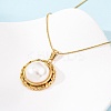 304 Stainless Steel & Acrylic Imitation Pearl Half Round Pendant Snake Chain Necklaces for Women NJEW-F354-07G-4