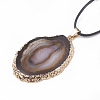 Dyed Natural Brazilian Agate Pendant Necklaces G-T104-10-3
