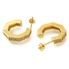 Rack Plating C-Shaped Brass Pave Clear Cubic Zirconia Stud Earrings EJEW-I310-08G-2