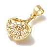 Fan Rack Plating Brass Micro Pave Clear Cubic Zirconia Pendants KK-U019-22G-2
