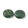 13Pcs Flat Round Natural Green Aventurine Rune Stones G-K335-08B-2