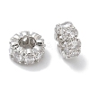 Brass Micro Pave Clear Cubic Zirconia Rondelle European Beads KK-L224-034P-1