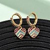 Heart Brass Micro Pave Clear Cubic Zirconia Hoop Earrings EJEW-F384-09G-1