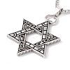 Alloy David Star Pendant Necklace with 201 Stainless Steel Box Chains NJEW-E016-16AS-3