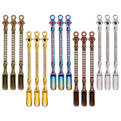 15Pcs 5 Colors Zinc Alloy Rhinestone Spoon AJEW-DC0001-91-1
