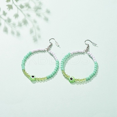 Resin Evil Eye & Acrylic Beaded Big Ring Dangle Earrings EJEW-JE04999-04-1