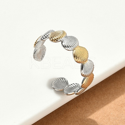 304 Stainless Steel Double Color Cuff Rings RJEW-S635-01GP-C-1
