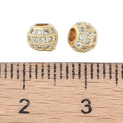 Rack Plating Brass Micro Pave Clear Cubic Zirconia Beads KK-Z060-21G-1