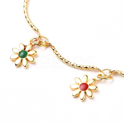 Brass Enamel Charm Anklets AJEW-AN00347-1