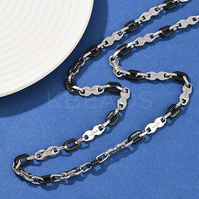 201 Stainless Steel Cross & Oval Link Chain Necklaces for Women NJEW-B143-02EBP-1