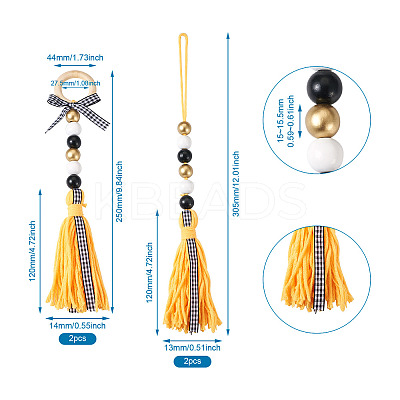 4Pcs 2 Style Senior Year Theme Woolen Yarn Tassels Pendant Decorations HJEW-CF0001-18-1