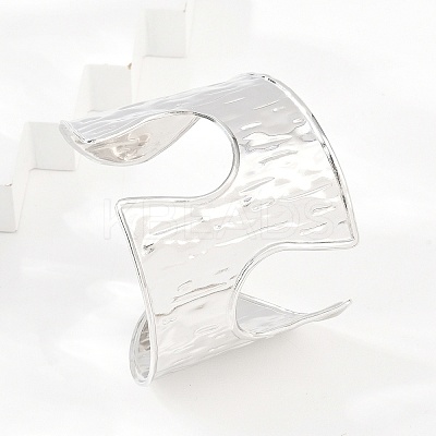 Hammered 304 Stainless Steel Cuff Bangles BJEW-Z164-01P-1