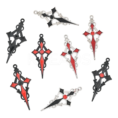 16Pcs 8 Colors Alloy Rhinestone Cross Pendants ENAM-YW0008-03-1