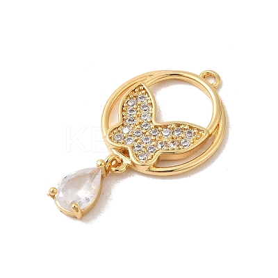 Brass Pave Clear Cubic Zirconia Pendants KK-P340-48G-1