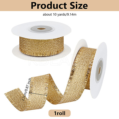 10 Yards Polyester Ribbons with Fringe Edge OCOR-WH0070-120B-1