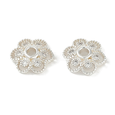 Brass Micro Pave Clear Cubic Zirconia Bead Caps KK-I719-13A-S-1