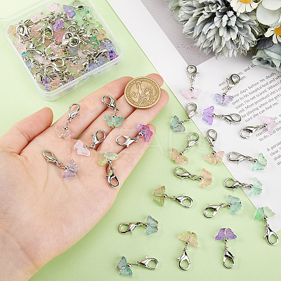 60Pcs 6 Colors Glass Pendant HJEW-PH01915-1
