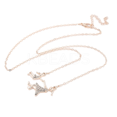 Alloy Full Crystal Rhinestone Mother and Daughter Pendant Necklaces FS-WG340FE-02-1