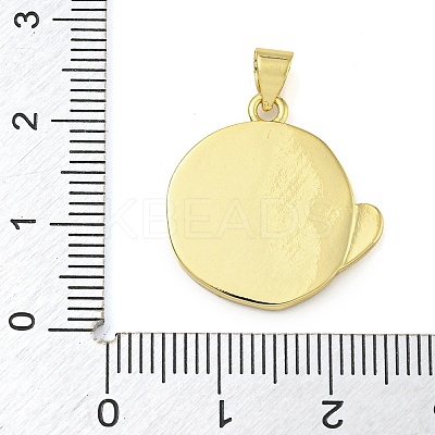 Rack Plating Brass Pave Shell Flat Round Heart Pendants KK-Z063-13G-01-1