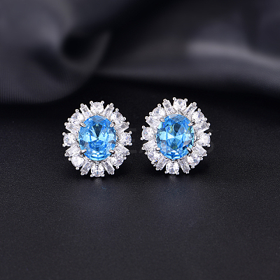 Brass Micro Pave Cubic Zirconia Stud Earrings for Women JT3933-3-1