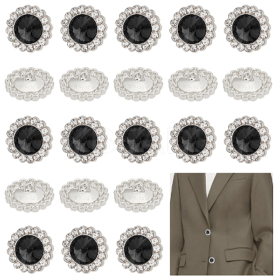 1-Hole Zinc Alloy Rhinestone Shank Buttons DIY-GA0003-59B-1