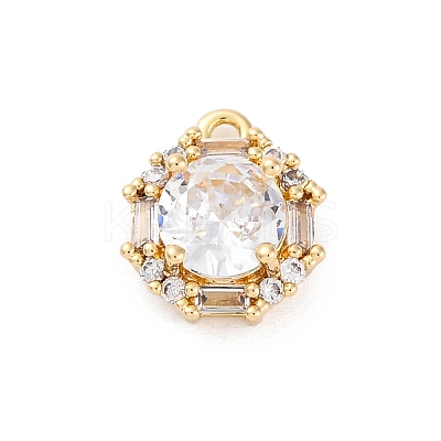 Brass Micro Pave Clear Cubic Zirconia Pendants KK-Z084-09G-03-1