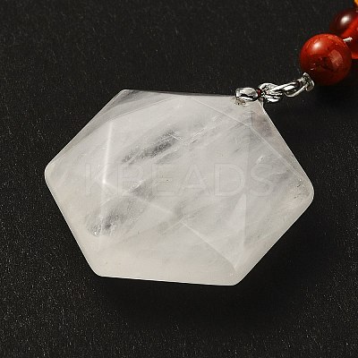 Natural Quartz Crystal Hexagon Pendant Keychain G-Z033-02B-P-1
