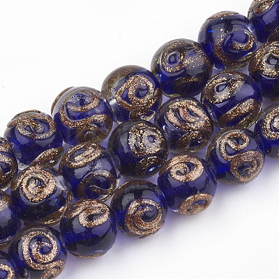 Handmade Gold Sand Lampwork Beads LAMP-T006-06C-1