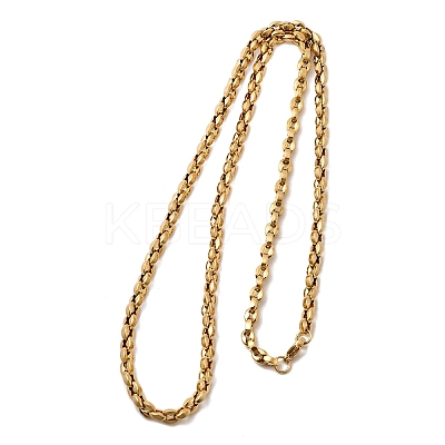 4.5MM 304 Stainless Steel Coffee Bean Link Chain Necklaces for Women NJEW-B134-06B-G-1