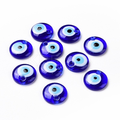 Handmade Lampwork Evil Eye Pendants LAMP-E106-02G-1