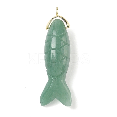 Natural Green Aventurine Carved Pendants G-P599-08G-06-1