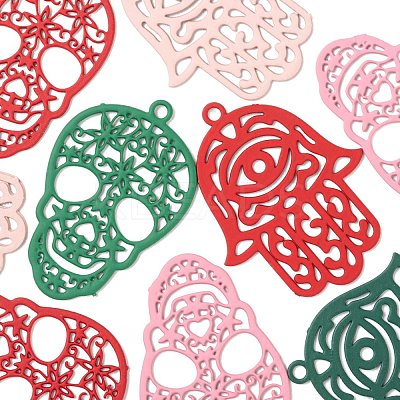 36Pcs 2 Style 430 Stainless Steel Filigree Pendants STAS-LS0001-83-1