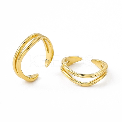 Ion Plating(IP) 304 Stainless Steel Cuff Ring for Women RJEW-C060-37G-1