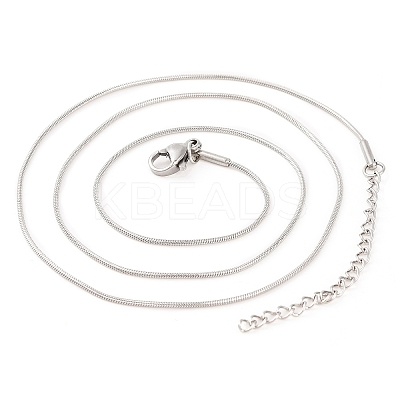 201 Stainless Steel Round Snake Chain Necklaces for Women NJEW-G140-06A-P-1-1