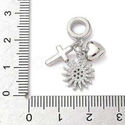 Brass Micro Pave Clear Cubic Zirconia European Dangle Charms KK-D502-13C-P-1