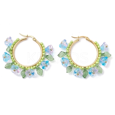 Glass Hoop Earrings EJEW-TA00589-01-1