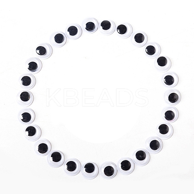 Black & White Plastic Wiggle Googly Eyes Cabochons DOLL-PW0001-077F-1