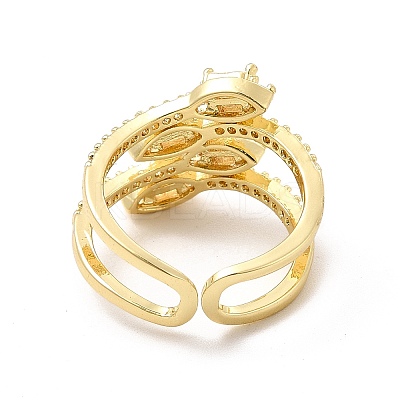 Clear Cubic Zirconia Snake Open Cuff Rings RJEW-E059-02G-1