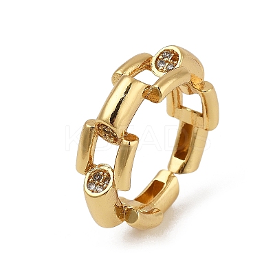 Brass Micro Pave Clear Cubic Zirconia Finger Rings for Women RJEW-S622-10G-1