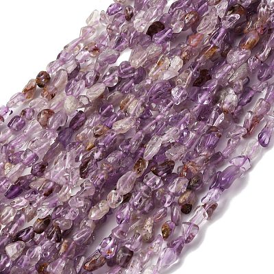 Natural Purple Phantom Quartz Purple Lodolite Quartz Beads Strands G-I389-A23-1
